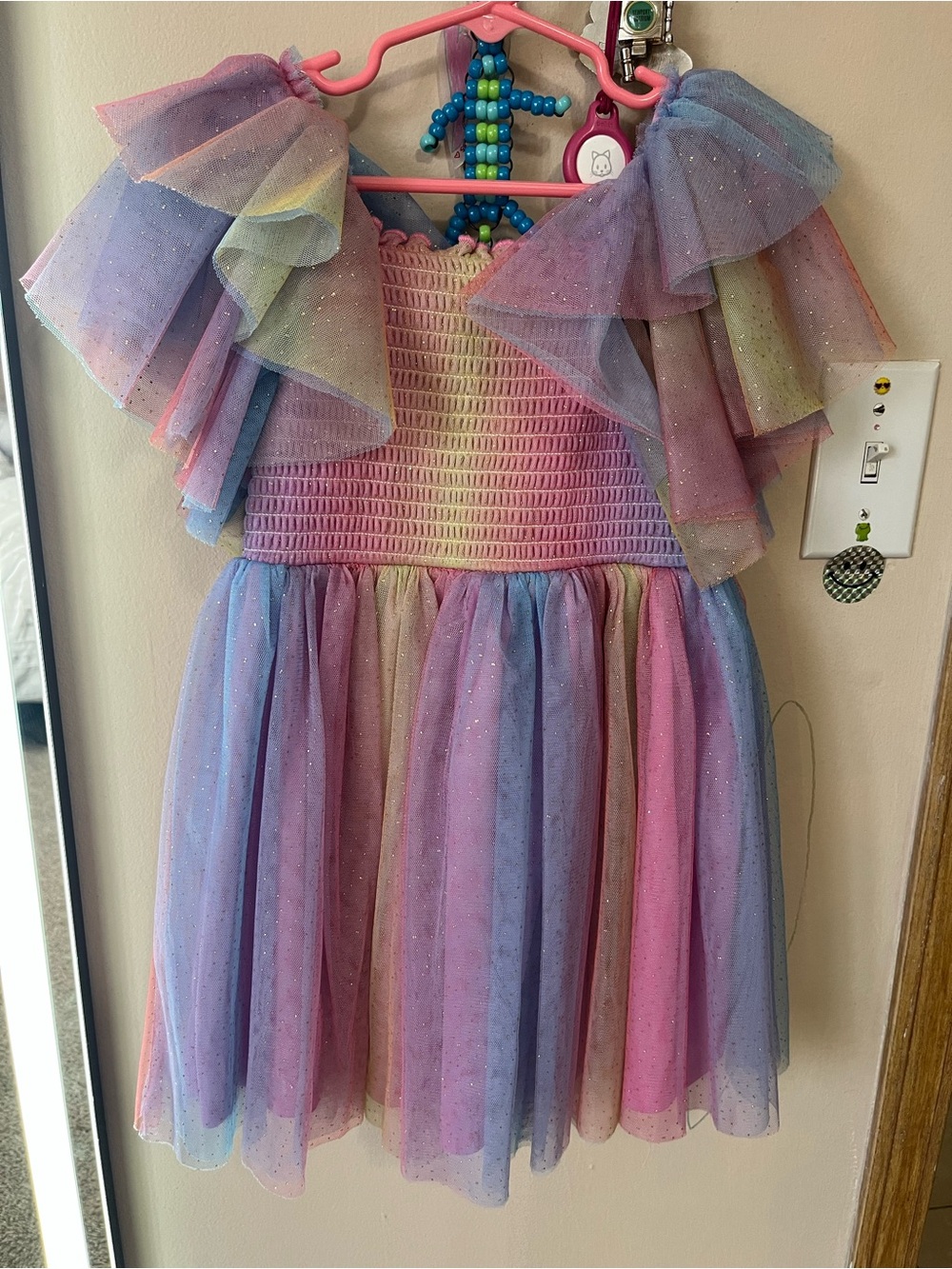 Bonnie Jean Pink Multi Glitter Tulle Dress